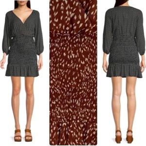 NWT LUSH Rosewood Brown Smocked Mini Dress